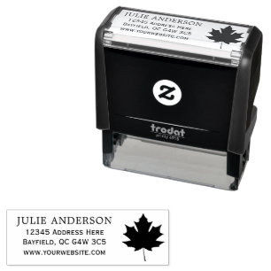 Name or business maple leaf return address  self-inking stamp