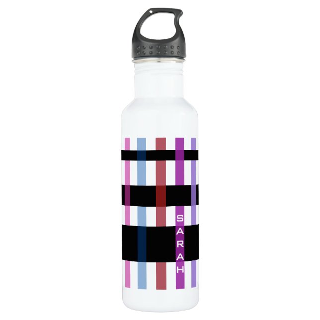 Name or Initials & Modern Weaving Stripes 710 Ml Water Bottle (Front)