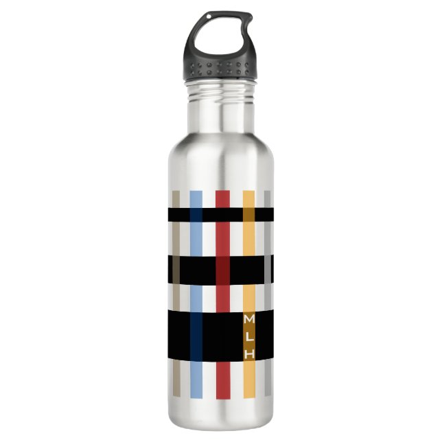Name or Initials & Modern Weaving Stripes 710 Ml Water Bottle (Front)