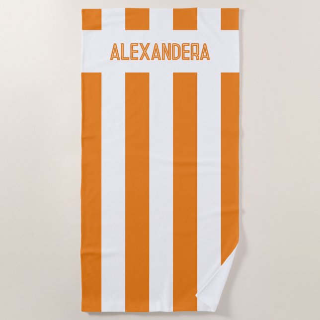 Name Orange Bachelorette Party Beach Towel (Front)