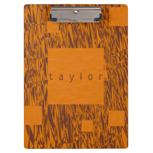 Name Orange Brown Squares Mesh Pattern Blocks Art  Clipboard