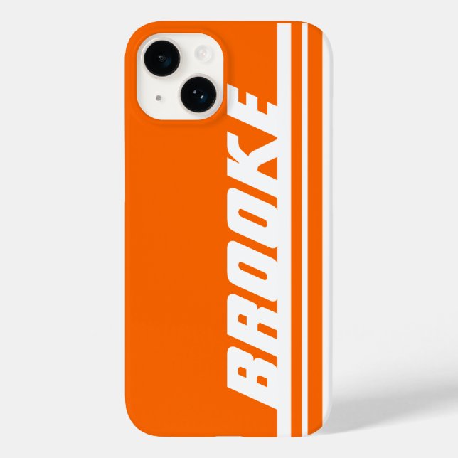 Name orange & white stripe sport iPhone case (Back)