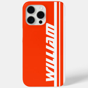 Name orange & white stripe sports  iPhone 15 pro max case