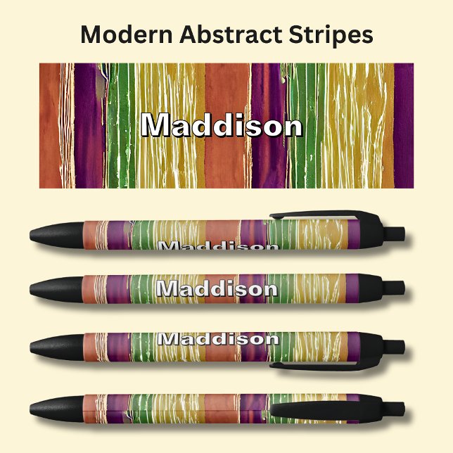 Name - Orange Yellow Brown Tones Abstract Stripes Black Ink Pen (Creator Uploaded)