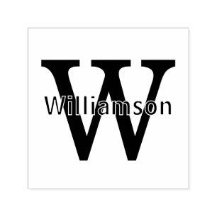Name Over Simple Bold Single Initial Monogram #2 Self-inking Stamp