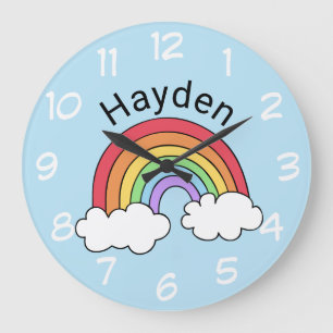 Name Over the Rainbow Large Clock