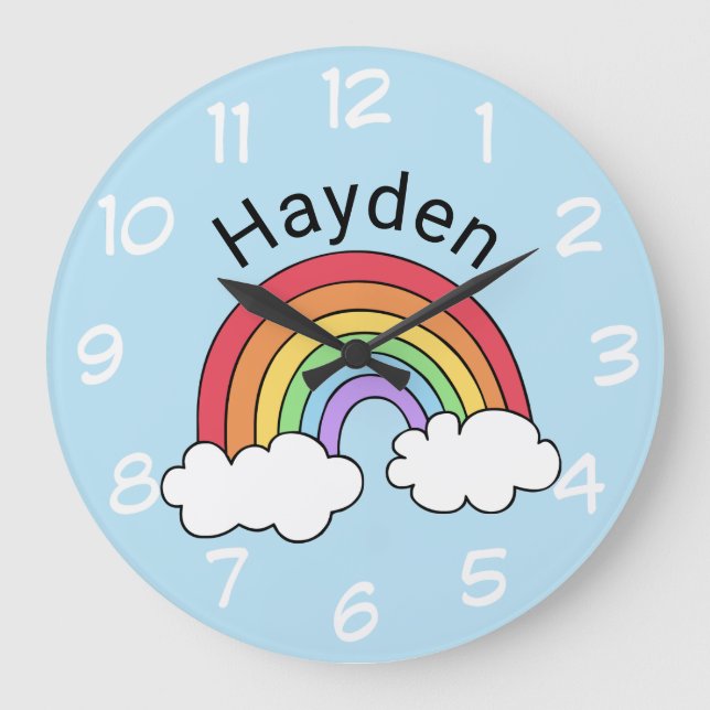 Name Over the Rainbow Large Clock (Front)