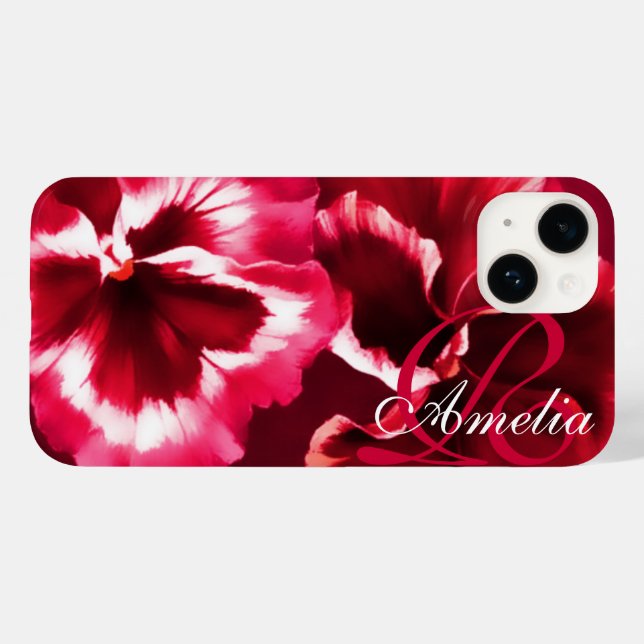 Name pansy flowers floral red Case-Mate iPhone case (Back (Horizontal))