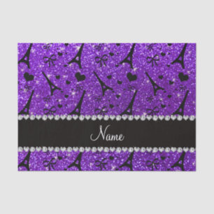 Name paris eiffek tower indigo purple glitter tissue paper