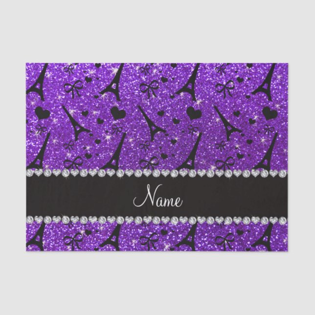 Name paris eiffek tower indigo purple glitter tissue paper (Front)