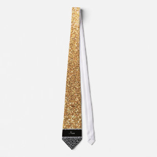 Name pastel yellow glitter black leopard tie