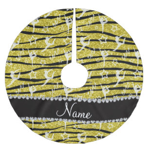 Name pastel yellow gymnastics glitter zebra stripe brushed polyester tree skirt