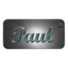 Name "Paul" Printed in Silver & turquoise.