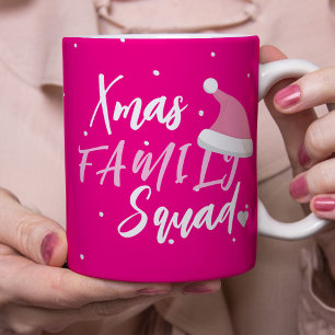 Name personalised Christmas family script pink Coffee Mug