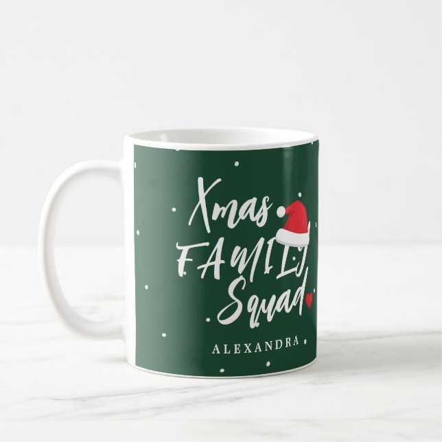 Name personalised Christmas family squad script  Coffee Mug (Left)