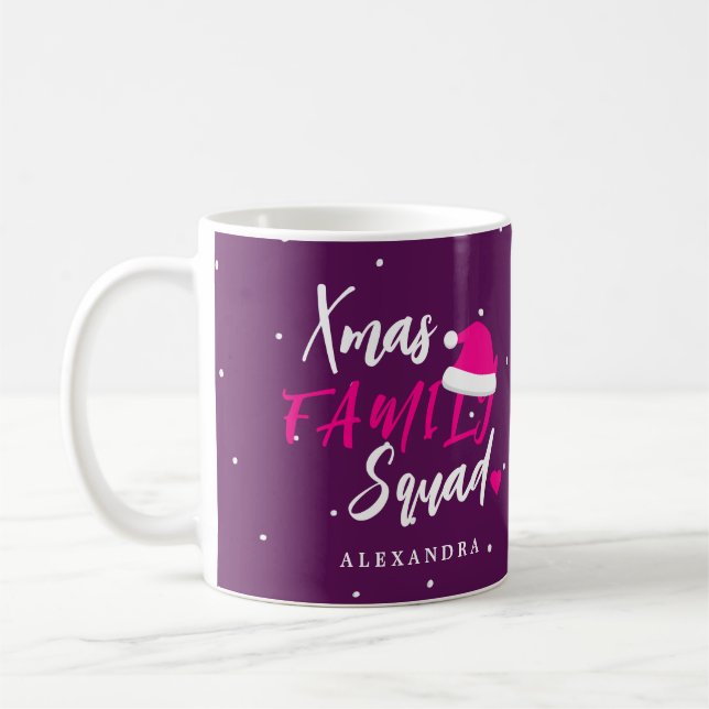 Name personalised Christmas family squad script Coffee Mug (Left)