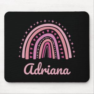 Name Personalised Funny Women Pink Rainbow Adriana Mouse Mat