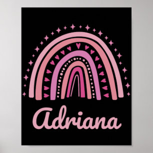 Name Personalised Funny Women Pink Rainbow Adriana Poster