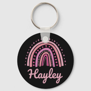 Name Personalised Funny Women Pink Rainbow Hayley Key Ring