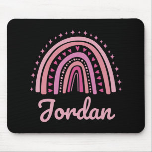Name Personalised Funny Women Pink Rainbow Jordan  Mouse Mat