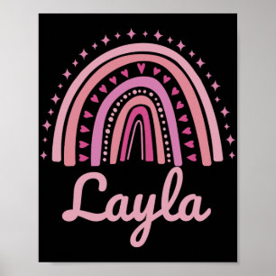 Name Personalised Funny Women Pink Rainbow Layla Poster