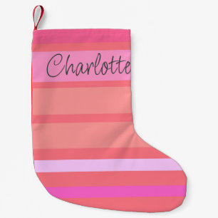 Name   Personalised Hot Pink Stripes Small Christmas Stocking