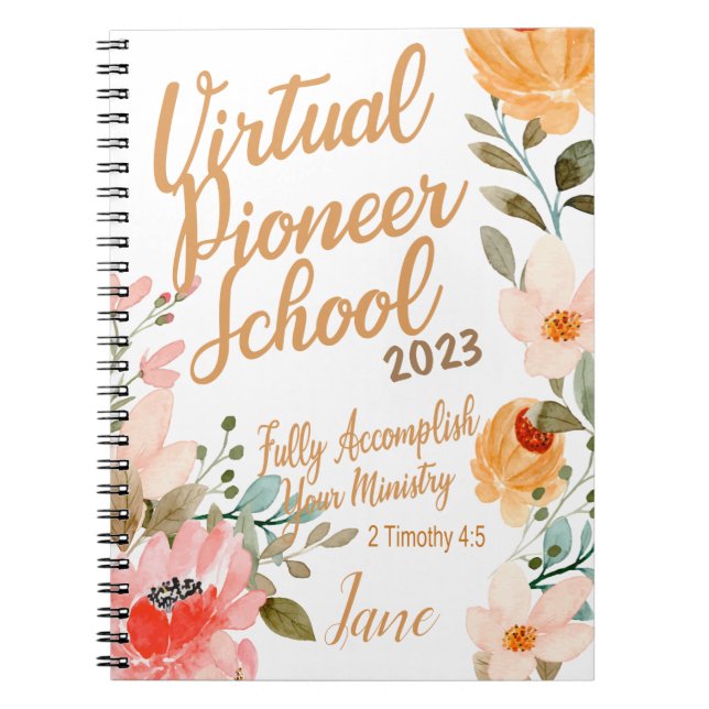 Name Personalised JW Pioneer Service School 2023 Notebook (Front)