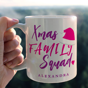 Name personalised pink Christmas family script  Coffee Mug