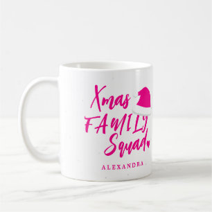 Name personalised pink Christmas family script Coffee Mug