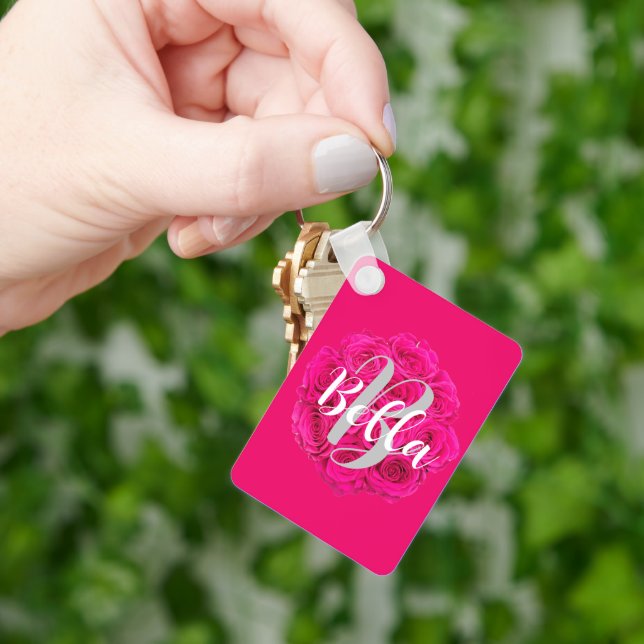 Name Personalised Pink Key Ring (Hand)