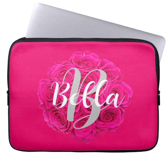 Name Personalised Pink Laptop Sleeve (Front)