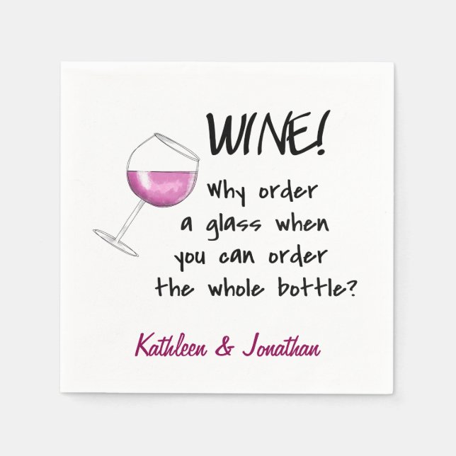 Name Personalised Red Wine Funny Word Saying Napkin (Front)
