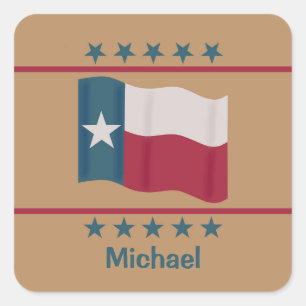 Name Personalised Texas Lone Star Flag Square Sticker