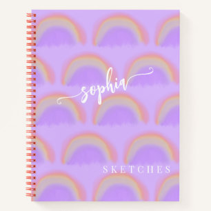 Name personalized rainbow pattern sketchbook notebook