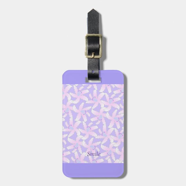 Name Phone Number Custom Lily Purple Luggage Tag (Front Vertical)