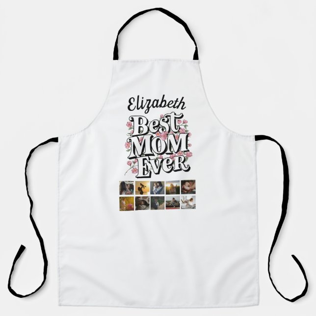 Name Photo Collage Best Mum Ever Cute Keepsake Apron (Front)