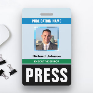 Name Photo Journalist Reporter Press Pass ID Card ID Badge