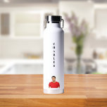 Name photo white guy water bottle<br><div class="desc">A classic white background.  Personalise and add your name and a profile photo.</div>