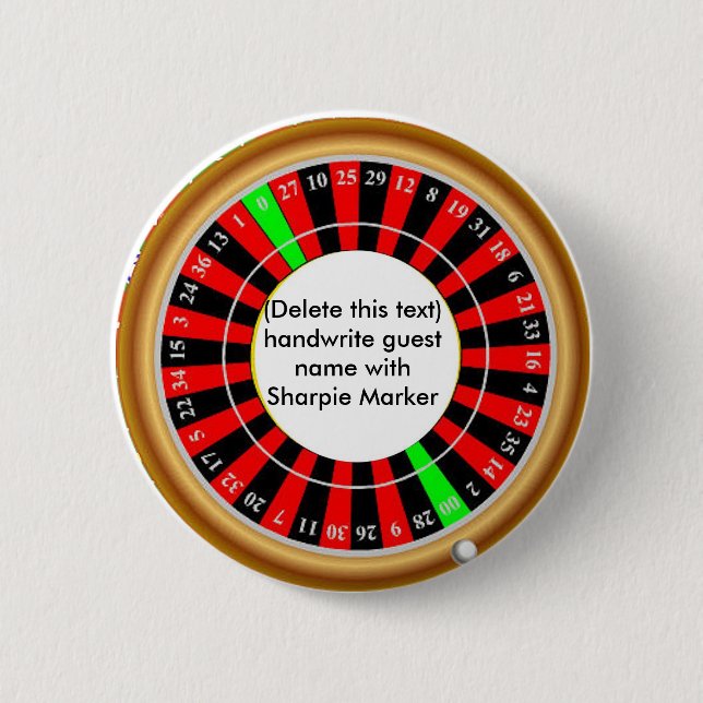 Name Pin Roulette Favours for CASINO Night  Party (Front)