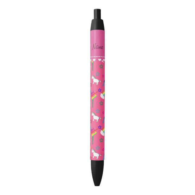 Name pink gymnastics rainbows unicorns black ink pen (Front Vertical)