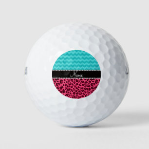 Name pink leopard turquoise chevrons golf balls