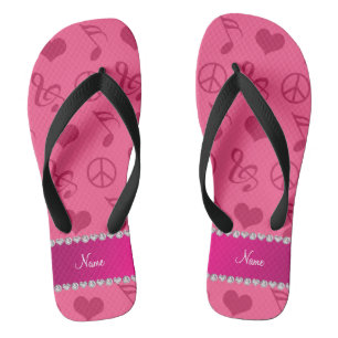Name pink music notes hearts peace sign flip flops