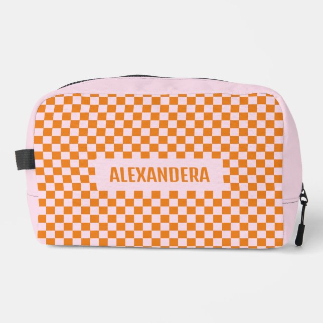 Name Pink Orange Bachelorette Bridesmaid  Dopp Kit (Front)