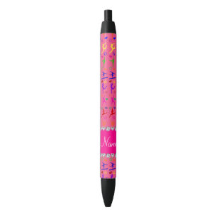 Name pink rainbow gymnastics hearts stars black ink pen