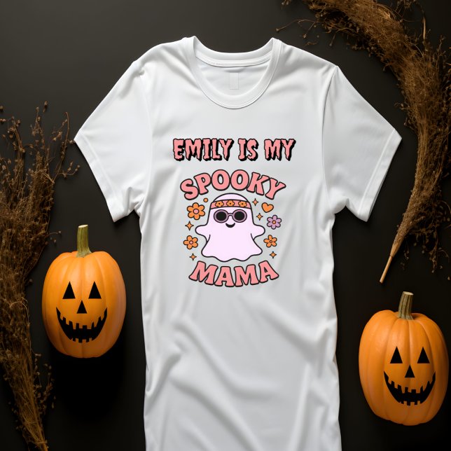 Name Pink Retro Ghost Spooky Mama Halloween T-Shirt (Creator Uploaded)