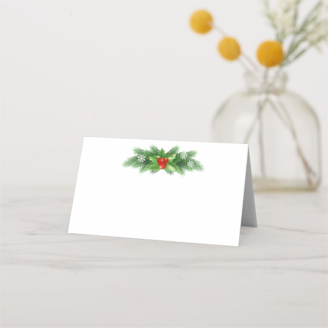 Name Place Card-Holly Bough Card (Front)