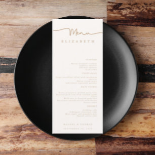 Name Place Card Menu Simple Wedding Menus