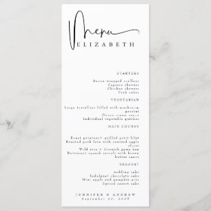 Name Place Card Menu Simple Wedding Menus