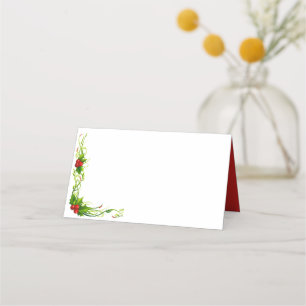 Name Place Card-Merry Christmas Holly Card