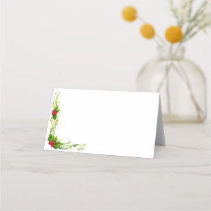Name Place Card-Merry Christmas Holly Card